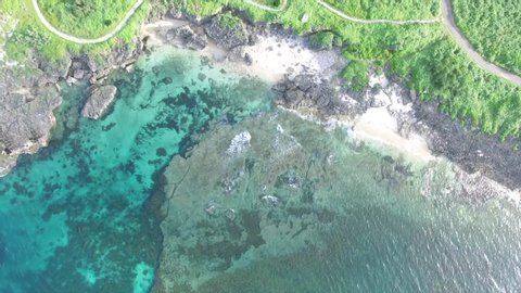 Okinawa Island. Japan      Arial footage of the sea of Okinawa Island  , taken by drone camera   