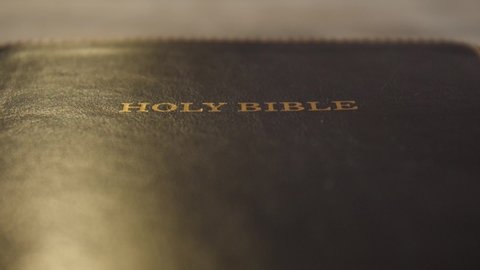 Opening of Holy Bible, closeup