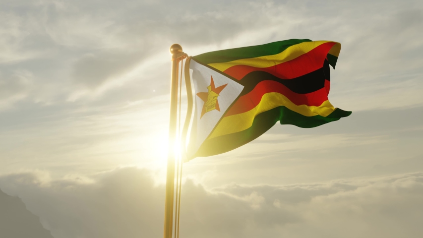 Flag Zimbabwe Waving Wind Sky Sun Stock Footage Video (100% Royalty ...