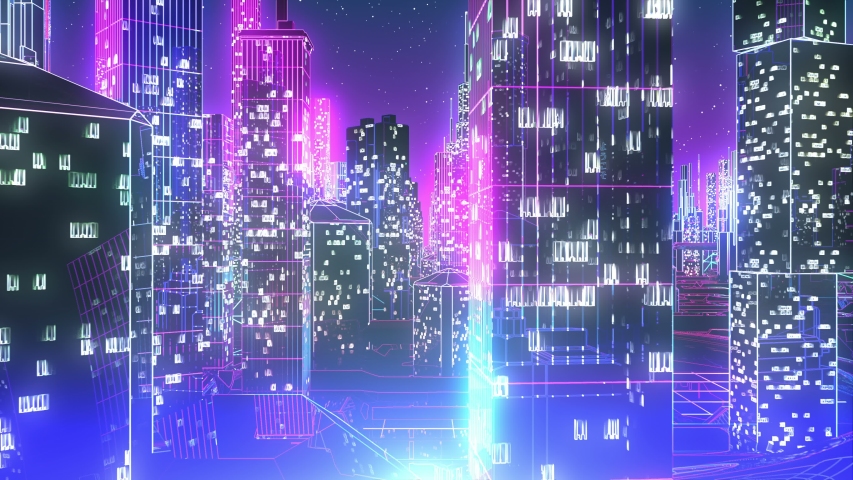 4k Futuristic Neon City Background Royalty-Free Stock Footage #1052955260