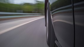 Car wheel spinning POV - Point of View