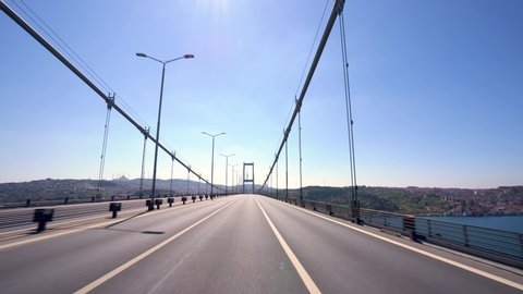 Bogazici Bridge from Istanbul Turkiye at Covid-19 Pandemic Curfew.