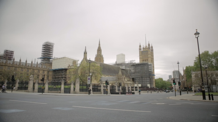 London / UK - May 3rd 2020: House of Commons during the COVID-19 lockdown | Shutterstock HD Video #1052961533