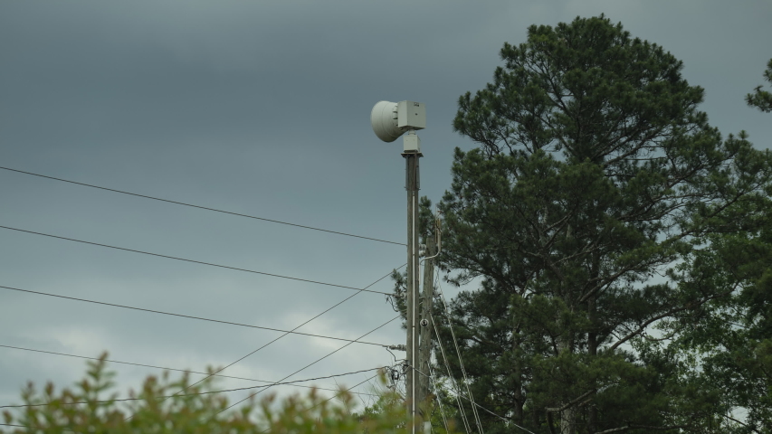 Community tornado and storm siren part of the local government alert system for major storms. 