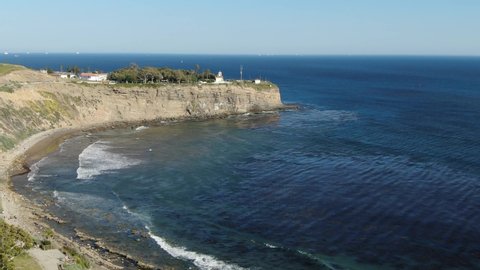 Cliff and Ocean at Point Fermin San Pedro California Aerial Shot R
