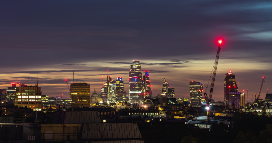 Dramatic London city sunrise 4k motion night to day time lapse video 4096x2160