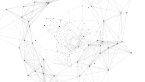Network connected data tunnel animation on white background. 4K Video