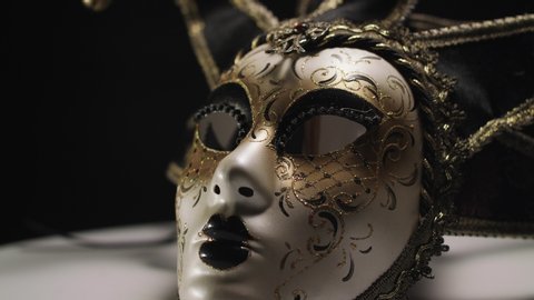 Close-up of a spinning masquerade mask