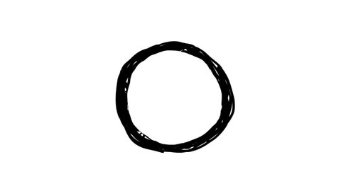 black free hand drawn scribble ring on white background animation