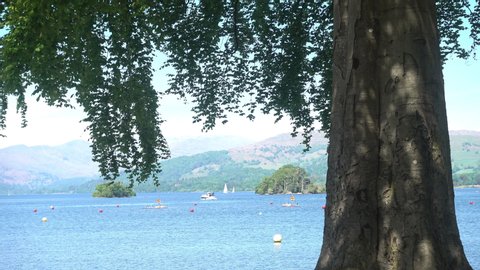 4K. Video of Windermere, on the marine of Bowness-on-Windermere, Lake District, England.
