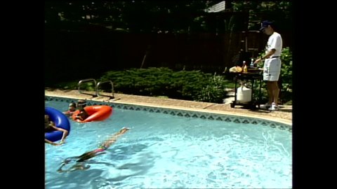1990s Children Swim Play Pool While Stock Footage Video (100% Royalty ...