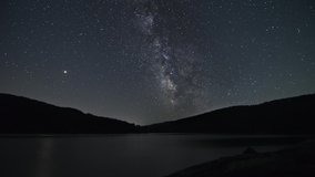 Stars, Planet Mars and the Milky Way over a Mountain Lake Night Time Lapse - Powered by Shutterstock - Get 15% off with code: PIKWIZARD15