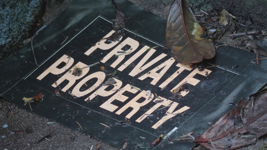 Private Property No Trespassing Sign Old Forbidden Restricted Privacy Fence Sign Royalty-Free Stock Footage #1052999708