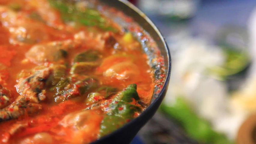 Spicy Anchovy Soup is traditional Korean food. Gijang, Busan, Korea is the most famous for anchovy, so you can try in various traditional Korean food made of anchovy. Royalty-Free Stock Footage #1053000218