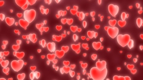 Glowing 3D Red Love Hearts Falling Valentine's Day Romance Concept - 4K Seamless Loop Motion Background Animation