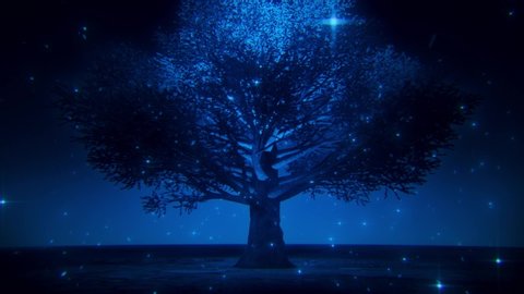 Blue Magic Tree by Night VJ Loop Background