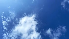 White, low-floating clouds against a blue sky. Fluffy clouds, time lapse shooting, natural background