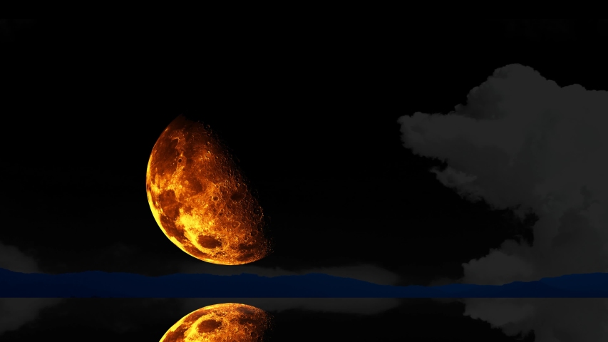 Half Moon Rise Back Cloud Stock Footage Video (100% Royalty-free ...