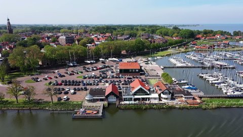 Aerial from the harbor from Enkhuizen in the Netherlands