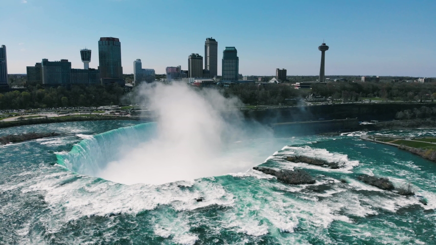 Fall At Niagara Falls. Aerial View Of One Of The Most Popular Tourist