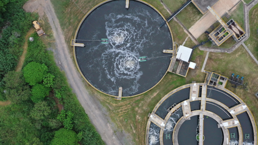 Aerial view 4K footage water treatment | Shutterstock HD Video #1053053891