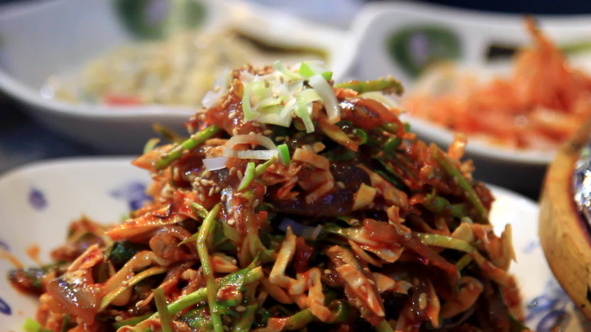 Seasoned anchovy sashimi and Roasted Anchovy is traditional Korean food. Gijang, Busan, Korea is the most famous for anchovy, so you can try in various traditional Korean food made of anchovy.