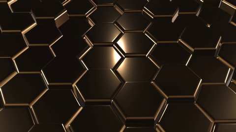 Abstract hexagon geometric surface, black minimal texture gold