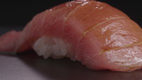 4k footage. Tuna nigiri sushi.