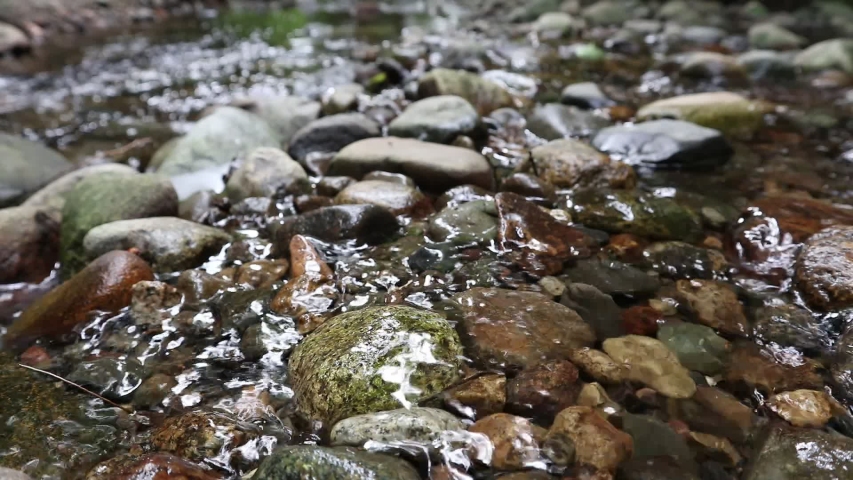 stream water flowing on rocks in park