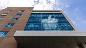 General Office building clouds reflection timelapse - corporate video