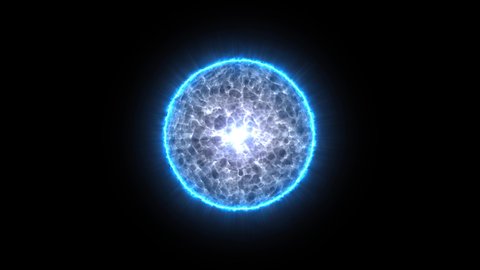 Blue glowing Abstract energy ball on black background