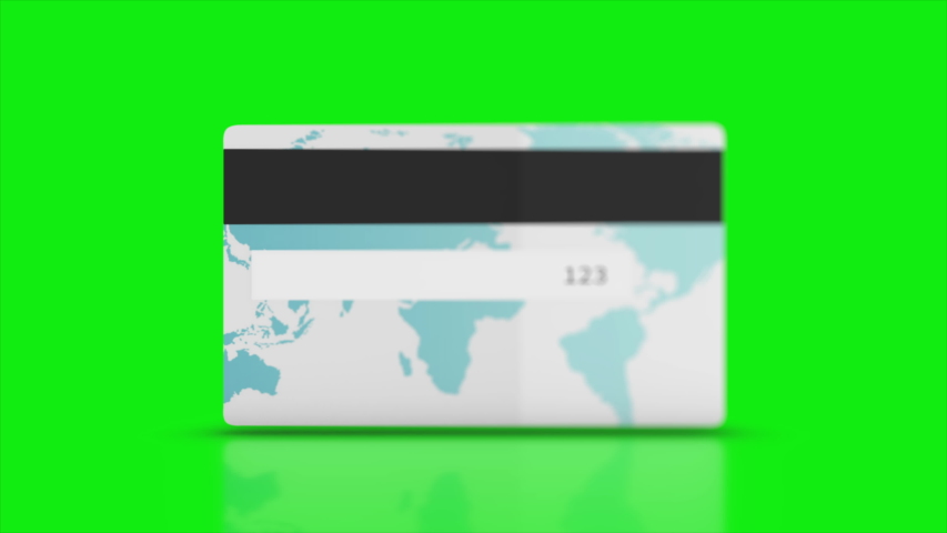 3D Animation of a credit card with a chip . Business market shopping concept.