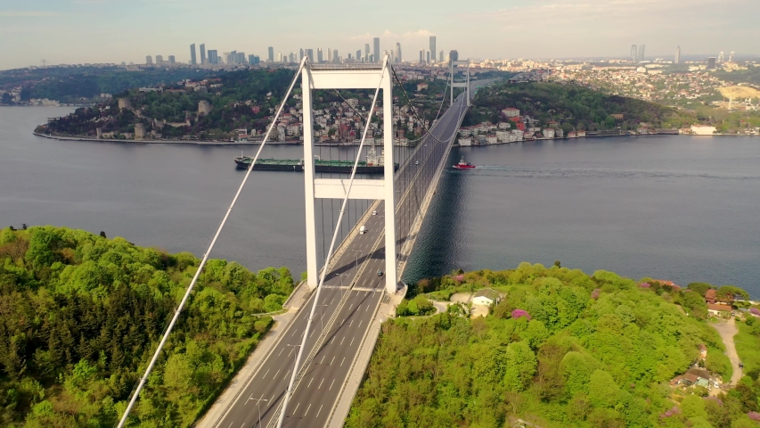 View of Constantinople and the Bosphorus in Istanbul, Turkey image ...