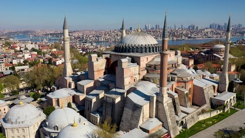  Aerial View of Hagia Sophia with Drone from Istanbul Turkiye.