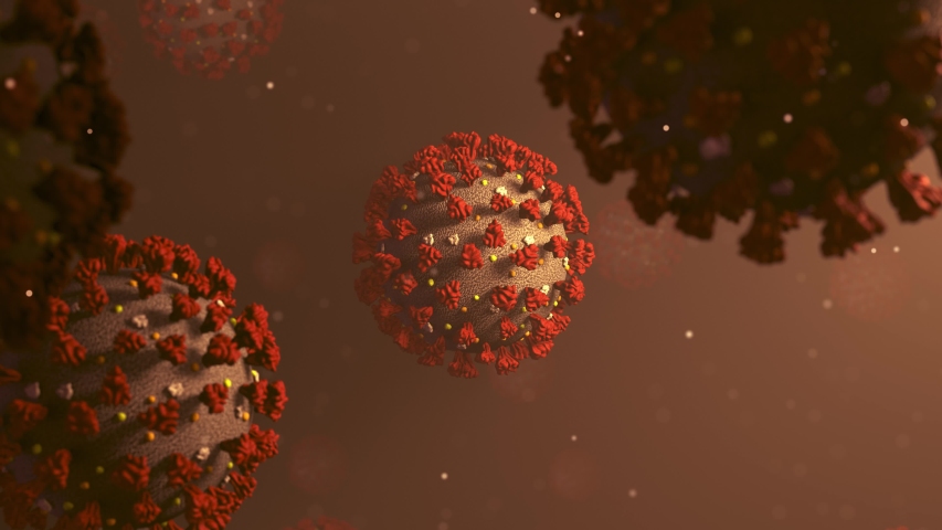 Floating Coronavirus inside the body, 3D Render, Virus Covid-19 Royalty-Free Stock Footage #1053125108