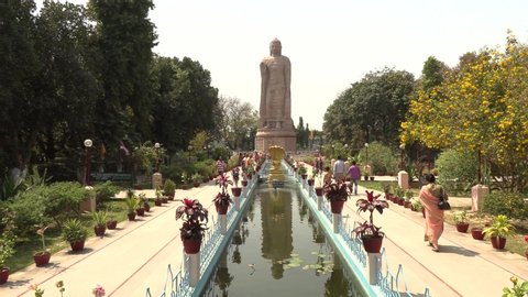 Sarnath, Varanasi, India, 15 Mar 2019 - Buddha statue, Sarnath, Uttar Pradesh, India, 4k footage video