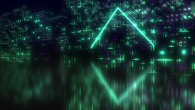 Cyber technology futuristic background. Neon retro style animation of digital interface. Blockchain concept - Powered by Shutterstock - Get 15% off with code: PIKWIZARD15