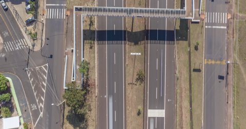 Aerial hyperlapse bird�s eye view of road shot in long exposure during the day