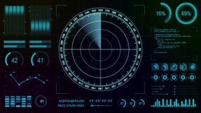 Motion graphic of Dashboard data report with blue color sonar radar screen searching an object on map background and HUD graph report percentage, Futuristic concept - Powered by Shutterstock - Get 15% off with code: PIKWIZARD15