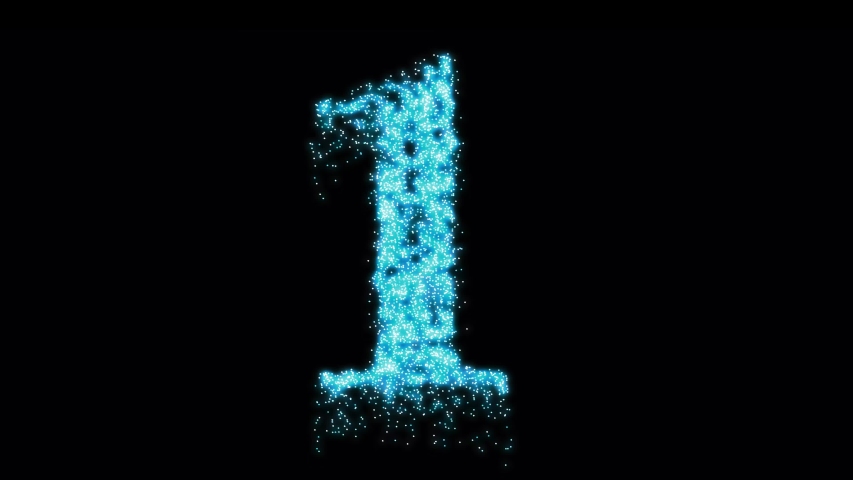 One firework concept number with blue glitter. Burning 1st birthday celebration pyrotechnics - animation footage Royalty-Free Stock Footage #1053152861
