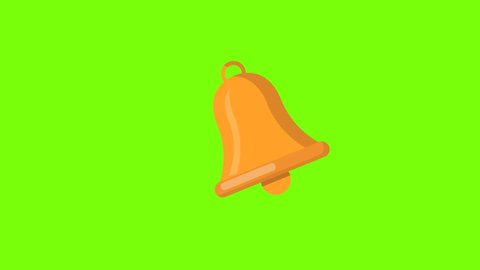 colored bell ringing symbol animation.isolated on green background.