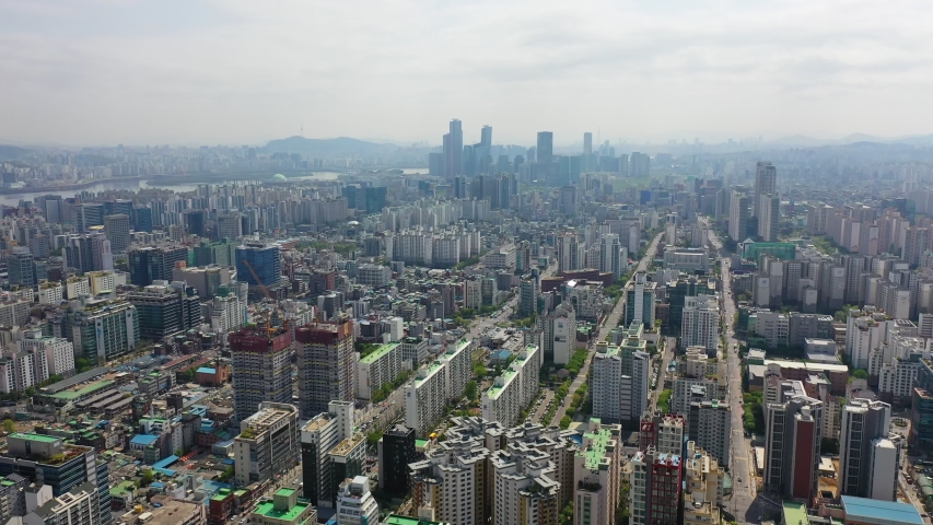 Beautiful cityscape of Seoul city and modern building architecture, South Korea