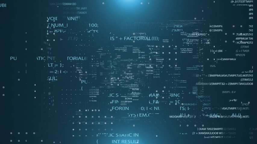 Blocks of abstract program code are written and moved to virtual space. The camera flies through a computer code. Royalty-Free Stock Footage #1053176597