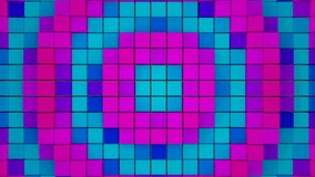 Abstract computer screensaver background with moving colored cubes. Seamless loop.