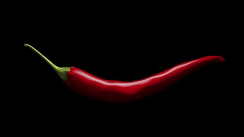 Red chili so hot with fire effect animation realistic include alpha layer by 3d rendering.