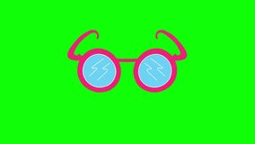 spectacles hand drawn animation green screen. explanatory icons for video editing