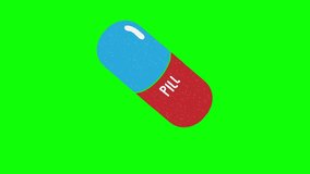 pill hand drawn animation green screen. explanatory icons for video editing