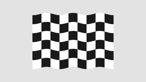 Flag at the finish line. Alpha channel is gray.Flat style. End of the race. Competition of cars. Looped footage. Animated flag icon. 4K. HD
