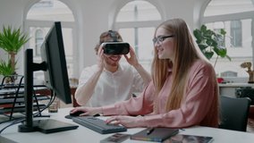 Young and Attractive Couple Work on Virtual Reality Project. Positive Team Work.