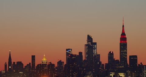 Manhattan skyline during COVID-19 at Sunset